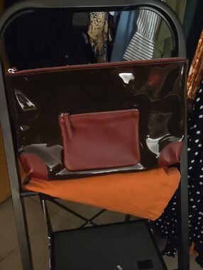 Shoemint Glossy Burgundy Clutch with Front Zip Pouch